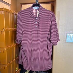 NWOT Kjus Soren Twill Golf Polo Red Striped Performance UPF 50+ Mens XL 54